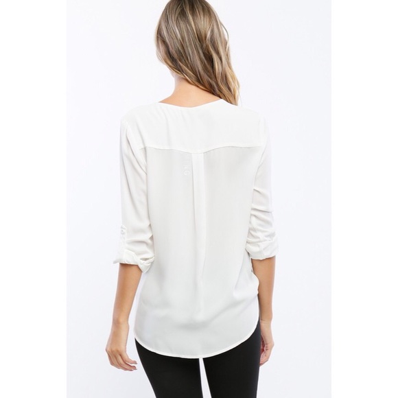 >BUY2/1FREE< You Know It Ivory Lace-Up Top - Picture 2 of 3