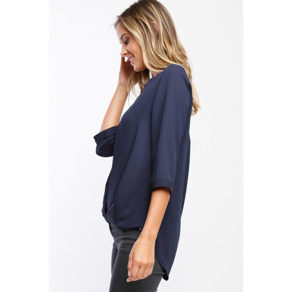 🔹LAST🔹Best Practice Navy Draped Top - Picture 3 of 4