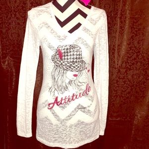 Alabama "Attitude" White Sheer Top