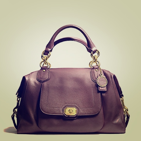 Coach Campbell Turnlock Leather Satchel in Plum