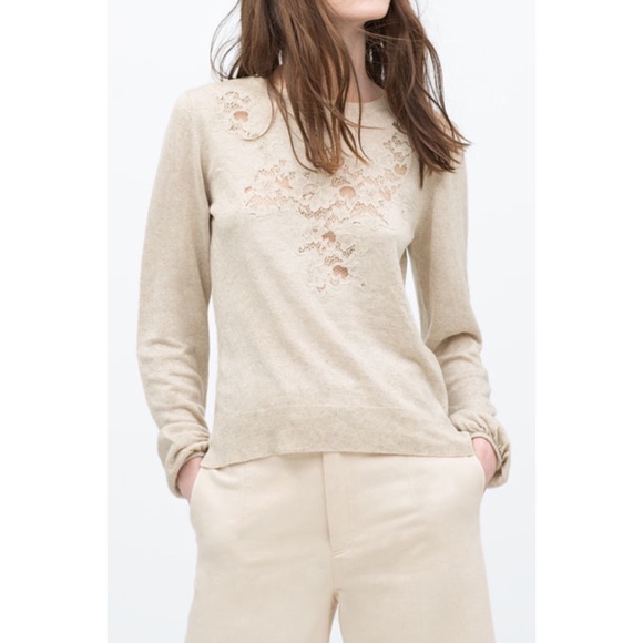 Zara cream lace sweater XS NWT