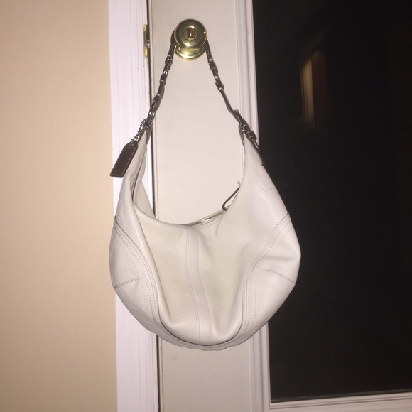 White leather Coach hobo bag
