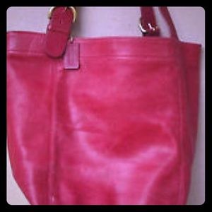 Red leather coach bag