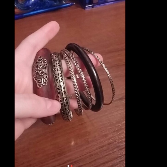 New Vintage Gold Plated Wood bracelets bangles - Picture 3 of 3