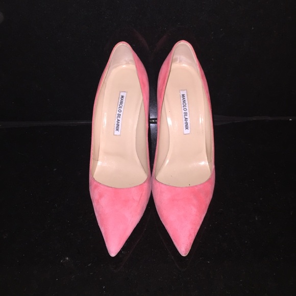 Manolo Blahnik BB Coral Suede Pump Heels 37.5 - Picture 6 of 7