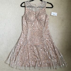 NWT Aidan Mattox embellished fit and flare dress