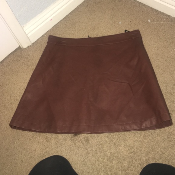 Brown leather skirt