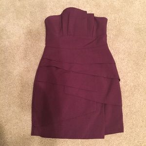 Strapless plum cocktail dress