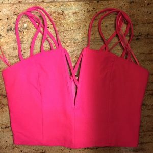 Hot Pink festival strappy crop top from Tobi