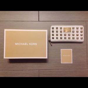 Michael Kors Gold Studded White Wallet