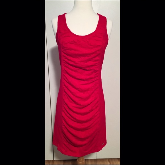 Guess Crimson Rouched Dress