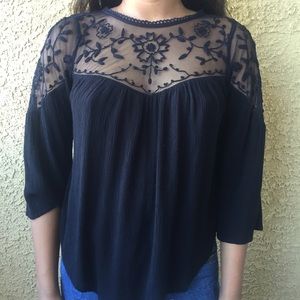 Cute Lace Black Blouse
