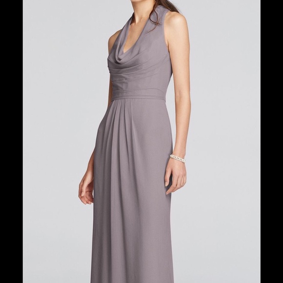David's Bridal Chiffon Halter Cowl w/Keyhole Back
