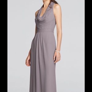 David's Bridal Chiffon Halter Cowl w/Keyhole Back