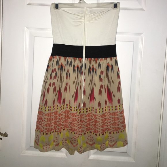 white and Aztec print party dress