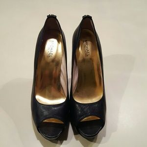 Michael Kors black peep toe pumps, size 10