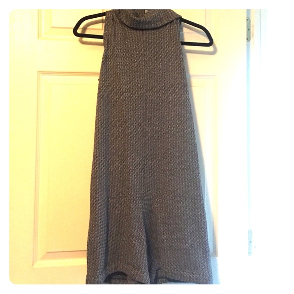 Black and gray turtle neck romper