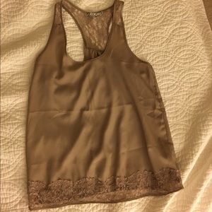 Racer back lavender silk tank top