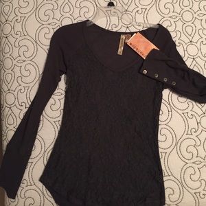Eyeshadow long sleeve shirt, charcoal gray
