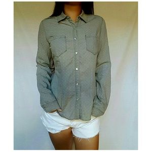 Grey polka-dot snap Button flannel