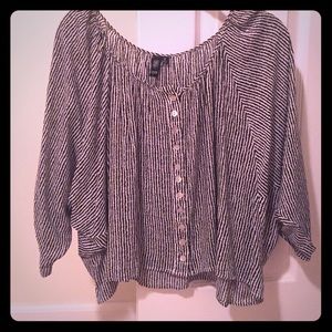 Era black & white 3/4 sleeve blouse