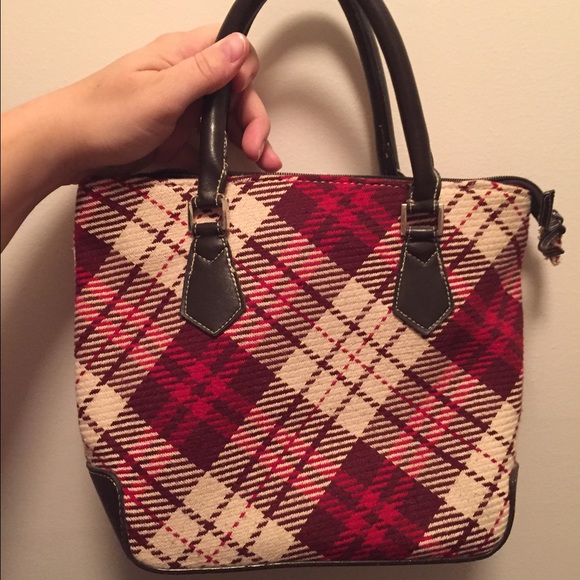 Red plaid purse