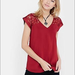 NWOT Express Lace and Satin Tee