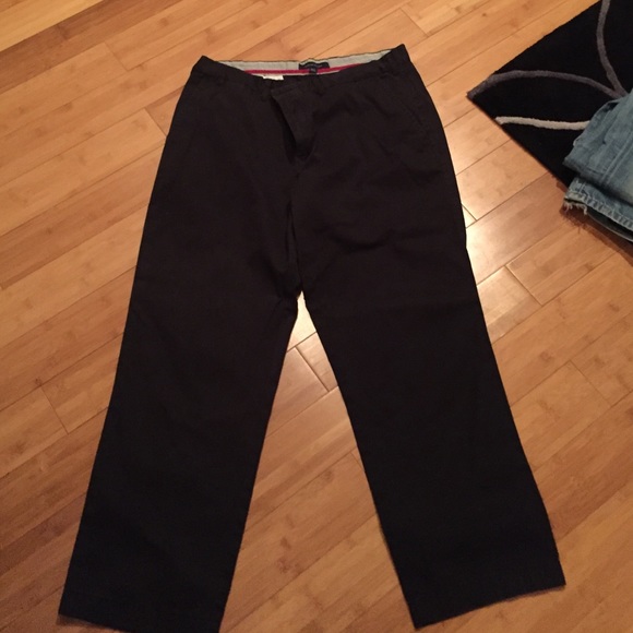 Navy blue dress pants.
