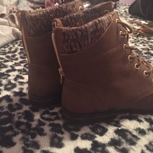 Faded glory combat boots with knitted top