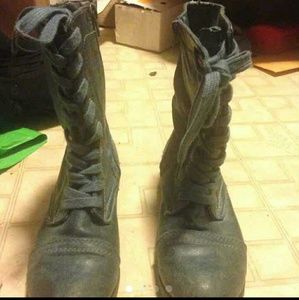 Blue combat boots