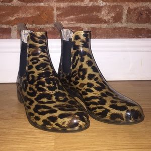 Jcrew Leopard Print Chelsea Rain Boot