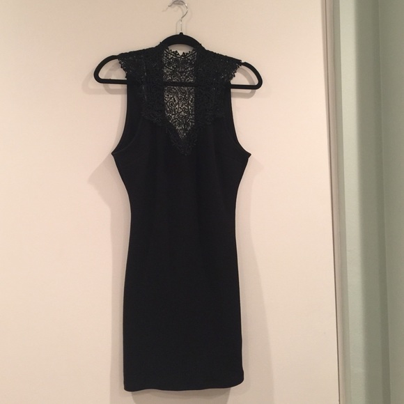 Lace high neck bodycon dress