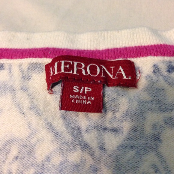 🤑 small blue/white button up sweater by Merona - Picture 2 of 3