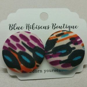 Ankara covered button earrings