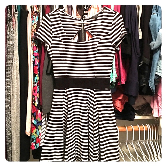 Black and white stripe cocktail dress