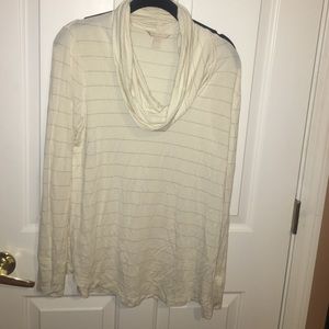 Long sleeve BR cream and silver shimmer stripes