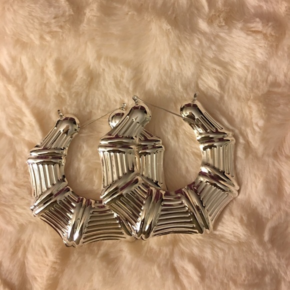 Thick hoop bamboo earrings