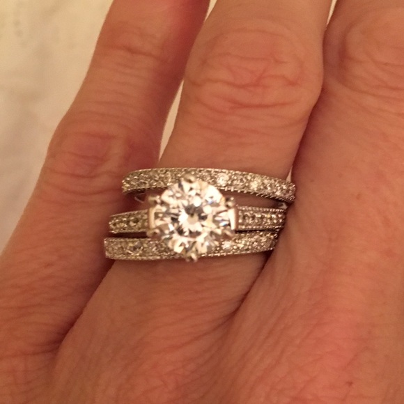 CZ Wedding Ring Set-Size 8