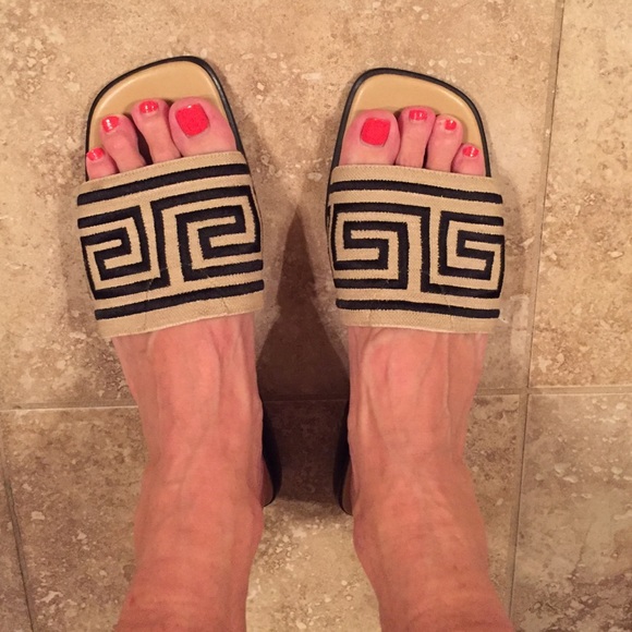 Slides, beige and black