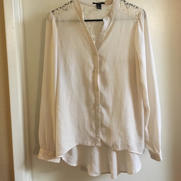 F21 Cream Lace Blouse - Picture 1 of 3