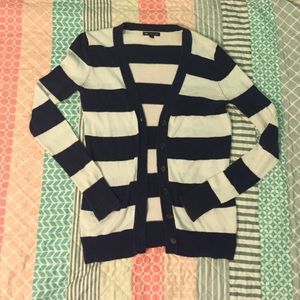 Blue and White Striped Cardigan