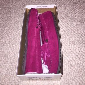 Minnetonka maroon/pink moccasins, size 11