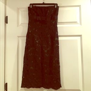 Formal Black lace and evergreen strapless dress