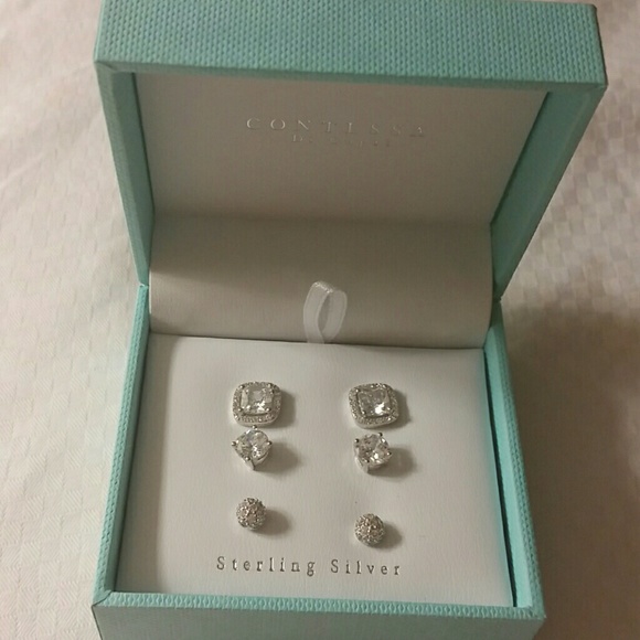 contessa di capri 
 Jewelry - 3 pair set of sterling silver earing studs