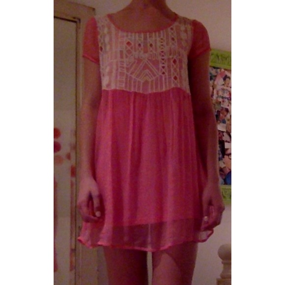 Free People Pink & White chiffon and cotton dress