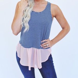 Dottie Couture Boutique navy & pink flirty top