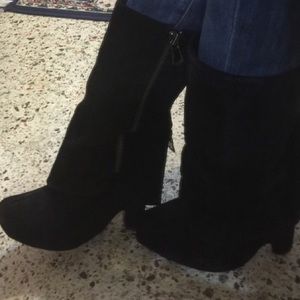 Sam Edelman Black Suede "Zain" Folded Boot