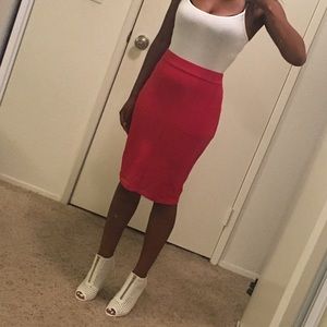Red midi skirt