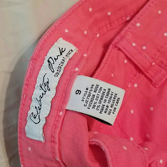 Pink polkadot skinny crop jeans sz 9
