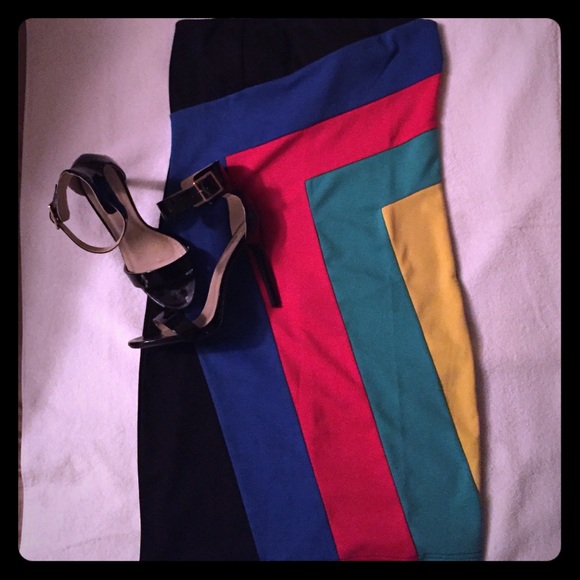 Strapless colorful mini dress